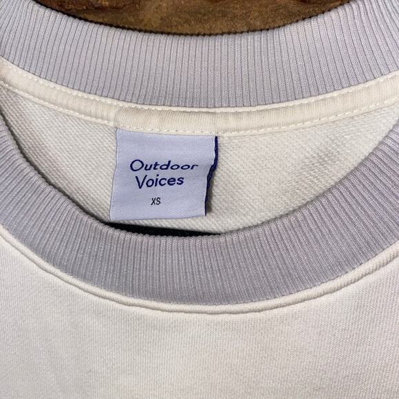 Outdoor Voices Cream White Gray Pickup Crewneck Sweatshirt Size XS Unisex - Picture 6 of 8